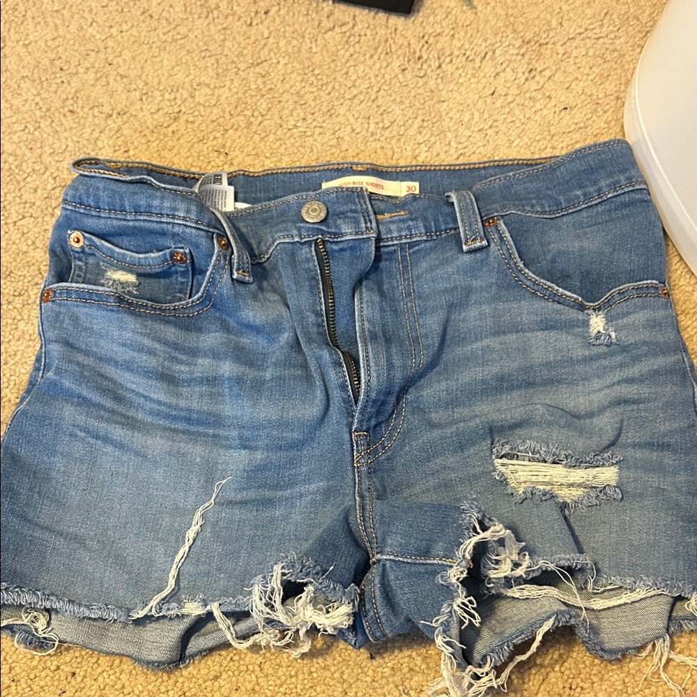 Levi's Blue Distressed Jean Shorts